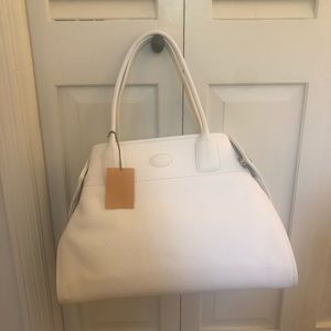 Tod’s white leather satchel purse